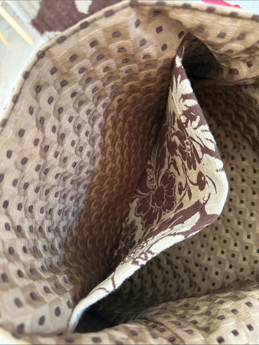 Brown & Cream Floral Tote Bag - Unbranded - Picture 3 of 3